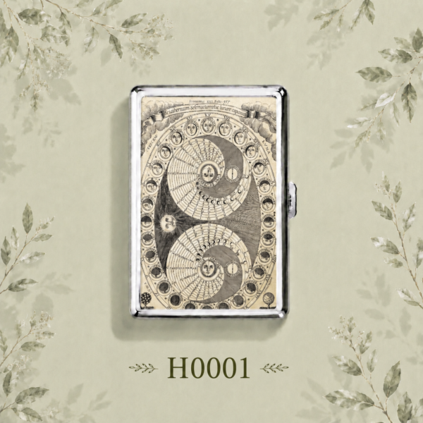 H0001-2 Antique Moon Phase Astronomy Astronomical Outer Cigarette Case