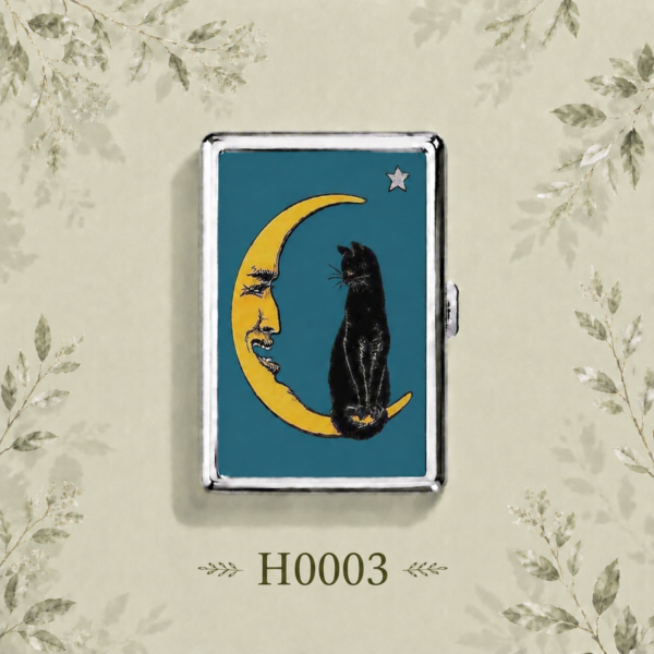 H0003-2 Black Cat and Men in the Moon Cigarette Case