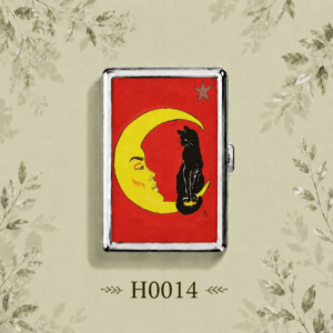 H0014 Red Moon With Cat Cigarette Case